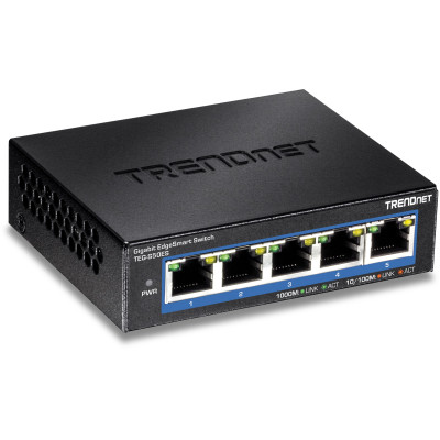 TRENDnet TEG-S50ES 5-Port Managed Gigabit Ethernet Switch, fanless, wall mountable